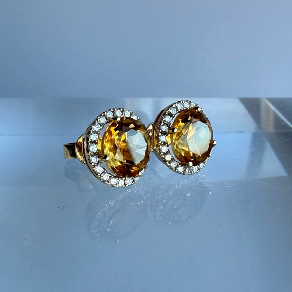 Dana Rebecca Designs Anna Beth Gemstone and Diamond Stud Earrings in Yellow Gold - Picture 3 of 11